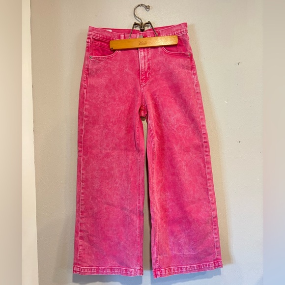 GAP High Rise Wide Leg Jeans Pink Acid Wash Stride Ankle Size 29 - Picture 2 of 7